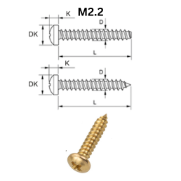 Precise DIN 7982 CSK Head Tapping Screws - M2.2 - Brass