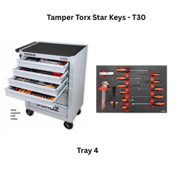 Groz Universal Tool Kit Tray 4 - Tamper Torx Star Keys - T30