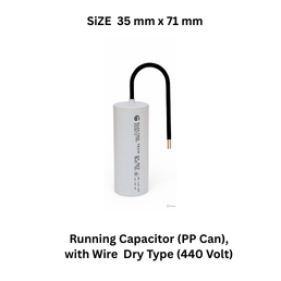 Electrotech Integrators Running Capacitor (PP Can), with Wire Dry Type (440 Volt) - 35 m x 71 mm (12.5 mfd)