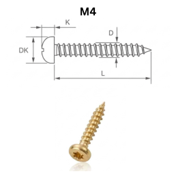 Precise Pan Head Chipboard Screws - M4.0 - Brass