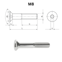 Precise DIN 7991 Hexagon Socket Countersunk Head Screws - M8