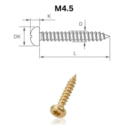 Precise Pan Head Chipboard Screws - M4.5 - Brass