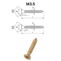 Precise DIN 7981 Pan Head Tapping Screws - M3.5 - Brass
