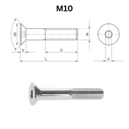 Precise DIN 7991 Hexagon Socket Countersunk Head Screws - M10