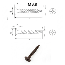Precise Bugle Head Drywall Screws - M3.9 - Carbon Steel