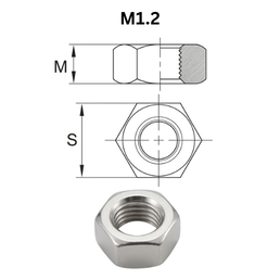 Precise DIN934 Hexagon Nuts - M1.2 - Carbon Steel