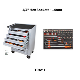 Groz Universal Tool Kit Tray 1 - 1/4" Hex Sockets - 14mm