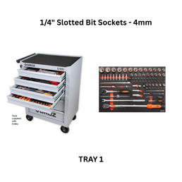 Groz Universal Tool Kit Tray 1 - 1/4" Slotted Bit Sockets - 4mm