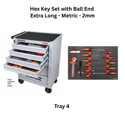 Groz Universal Tool Kit Tray 4 - Hex Key Set with Ball End -Extra Long - Metric - 2mm