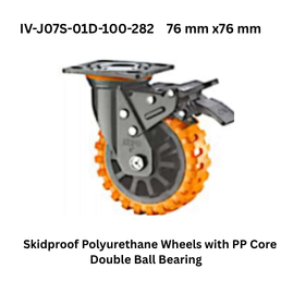 Supo PolyurethaneWheel with C.I. Core Double Ball Bearing IV-07S-100/45-282-WH 11 mm