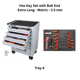 Groz Universal Tool Kit Tray 4 - Hex Key Set with Ball End -Extra Long - Metric - 2.5mm