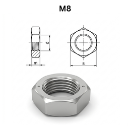 Precise DIN 439-B Hexagon Thin Nuts - M8