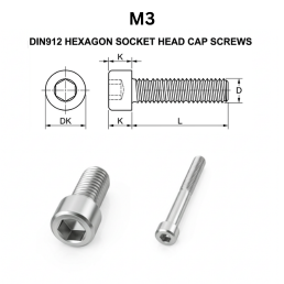 Precise DIN912 Hexagon Socket Head Cap Screws - M3