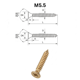 Precise DIN 7981 Pan Head Tapping Screws - M5.5 - Brass