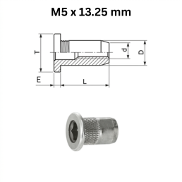Blind Rivet Nuts With Cylindrical Head - M5 x 13.25 mm