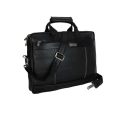 Top Bottom 15L Vegan Leather Laptop Bag Black