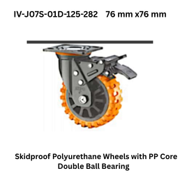 Supo PolyurethaneWheel with C.I. Core Double Ball Bearing IV-07S-125/45-282-WH 11 mm