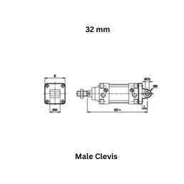 Janatics Pneumatic Male Clevis - 32 mm