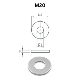 Precise DIN440R Round Washers - M20 - Aluminium