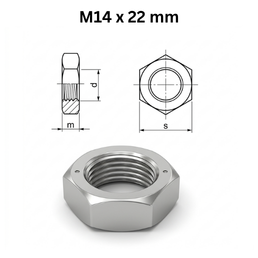 Precise DIN 439-B Hexagon Thin Nuts - M14 x 22 mm