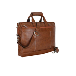 Top Bottom 15L Vegan Leather Laptop Bag Orange Brown