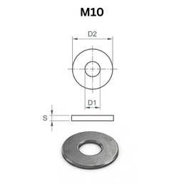 Precise DIN9021 Washers - M10 - Carbon Steel