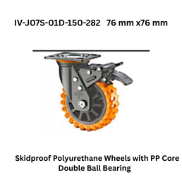 Supo PolyurethaneWheel with C.I. Core Double Ball Bearing IV-07S-150/45-282-WH 11 mm