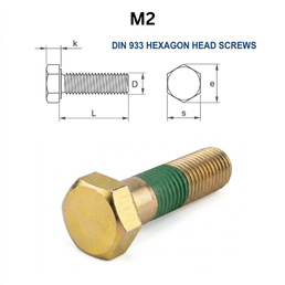 Precise DIN 933 Hexagon Head Screws - M2 - Brass