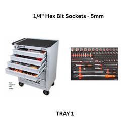 Groz Universal Tool Kit Tray 1- 1/4" Hex Bit Sockets - 5mm
