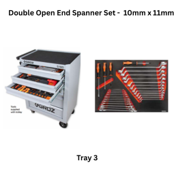 Groz Automotive Tools Kit Tray 3 - Double Open End Spanner Set - 10" (11mm)