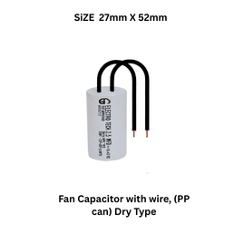 Electrotech Integrators Fan Capacitor with wire, (PP can) Dry Type - 27 mm x 52 mm (2.5 mfd)