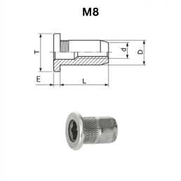 Blind Rivet Nuts With Cylindrical Head - M8