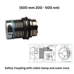 KBK Safety Coupling with collet clamp and outer cone - (500 mm 200 - 500 nm)