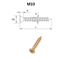 Precise Double Flat Head Chipboard Screws - M10.0 - Brass