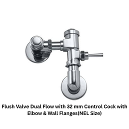 Jaquar Flush Valve Dual Flow with 32 mm Control Cock with Elbow & Wall Flanges (NEL Size – Front Operating Lever)