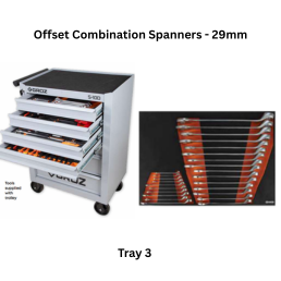 Groz Universal Tool Kit Tray 3 - Offset Combination Spanners - 29mm