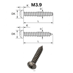 Precise DIN 7982 CSK Head Tapping Screws - M3.9 - Carbon Steel