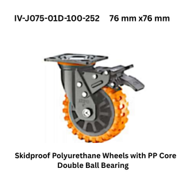 Supo Skidproof Polyurethane Wheels with PP Core Double Ball Bearing IV-J075-01D-100-252 76 mm x76 mm