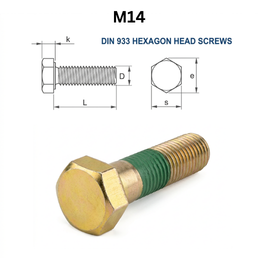 Precise DIN 933 Hexagon Head Screws - M14 - Brass