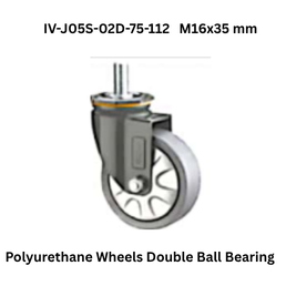 Supo Polyurethane Wheels Double Ball Bearing IV-J05S-02D-75-112 M16x35 mm