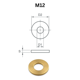 Precise DIN440R Round Washers - M12 - Brass