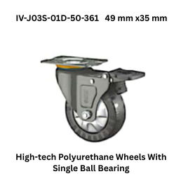 Supo High-tech Polyurethane Wheels With Single Ball Bearing IV-J03S-01D-50-361 49 mm x35 mm