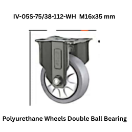 Supo Polyurethane Wheels Double Ball Bearing IV-05S-75/38-112-WH M16x35 mm