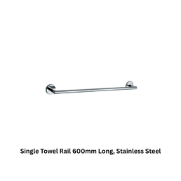 Jaquar Single Towel Rail 600mm Long, Stainless Steel