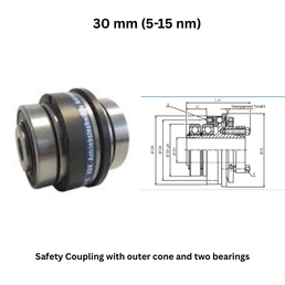 KBK Safety Coupling with outer cone and two bearings - 30 mm (5-15 nm)