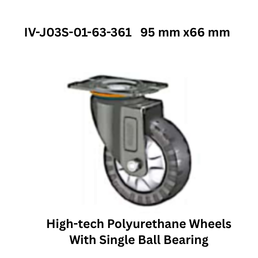 Supo High-tech Polyurethane Wheels With Single Ball Bearing IV-J03S-01-63-361 95 mm x66 mm
