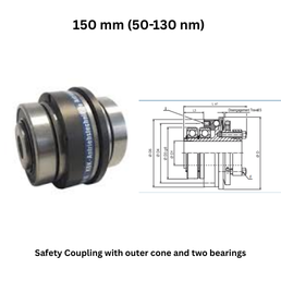 KBK Safety Coupling with outer cone and two bearings - 150 mm (50-130 nm)