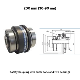 KBK Safety Coupling with outer cone and two bearings - 200 mm (30-90 nm)