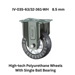 Supo High-tech Polyurethane Wheels With Single Ball Bearing IV-03S-63/32-361-WH 8.5 mm
