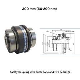 KBK Safety Coupling with outer cone and two bearings - 300 mm (60-200 nm)
